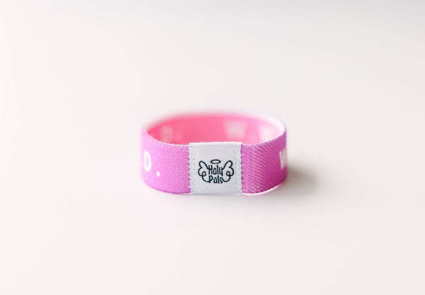 WWJD Purple Reversible Elastic Fabric Bracelet