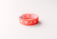 WWJD Coral Reversible Elastic Fabric Bracelet