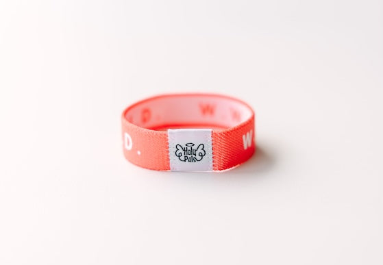 WWJD Coral Reversible Elastic Fabric Bracelet