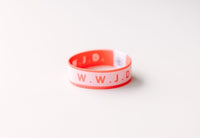 WWJD Coral Reversible Elastic Fabric Bracelet