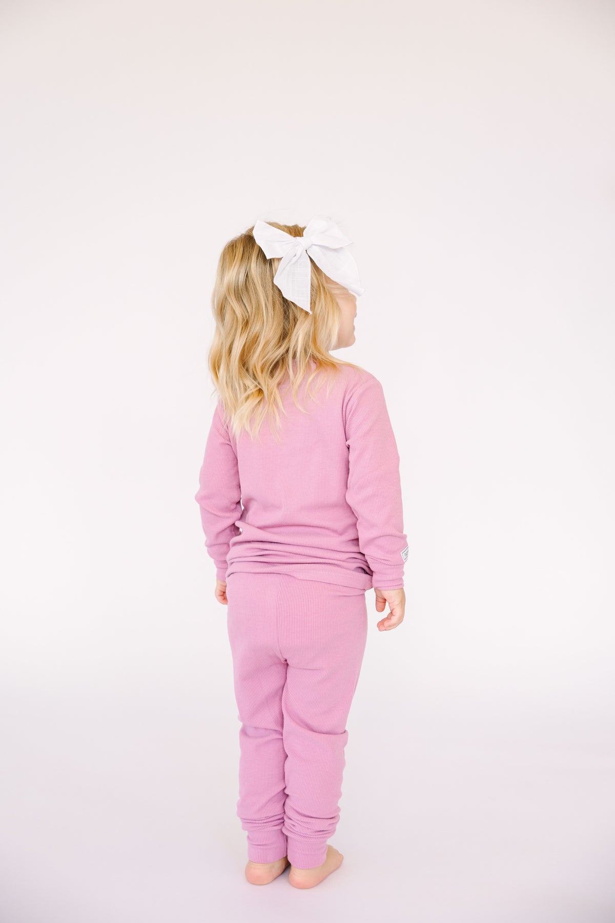 Solid Mauve PJ Long Sleeve Set Ribbed Cotton-Bamboo Blend