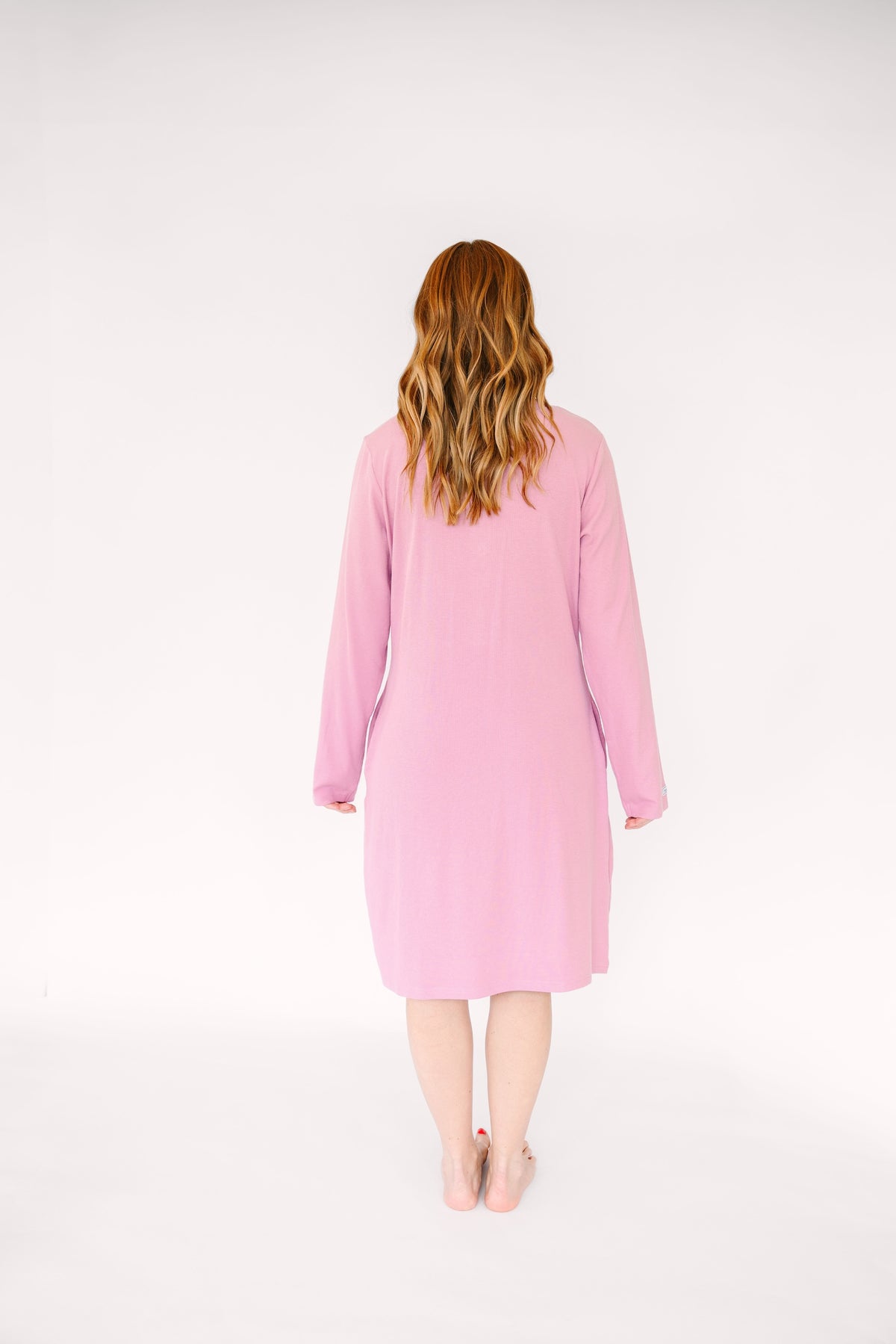 Solid Mauve Womens Nightgown PJ Ribbed Cotton-Bamboo Blend