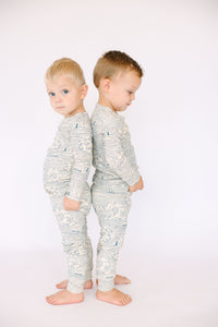 Walking on Water PJ Long Sleeve Set Ribbed Cotton-Bamboo Blend