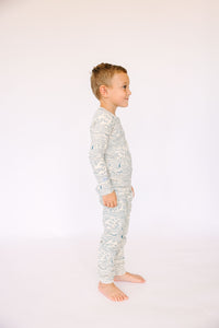 Walking on Water PJ Long Sleeve Set Ribbed Cotton-Bamboo Blend