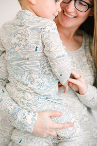 Walking on Water Womens PJ Jogger Set Ribbed Cotton-Bamboo Blend