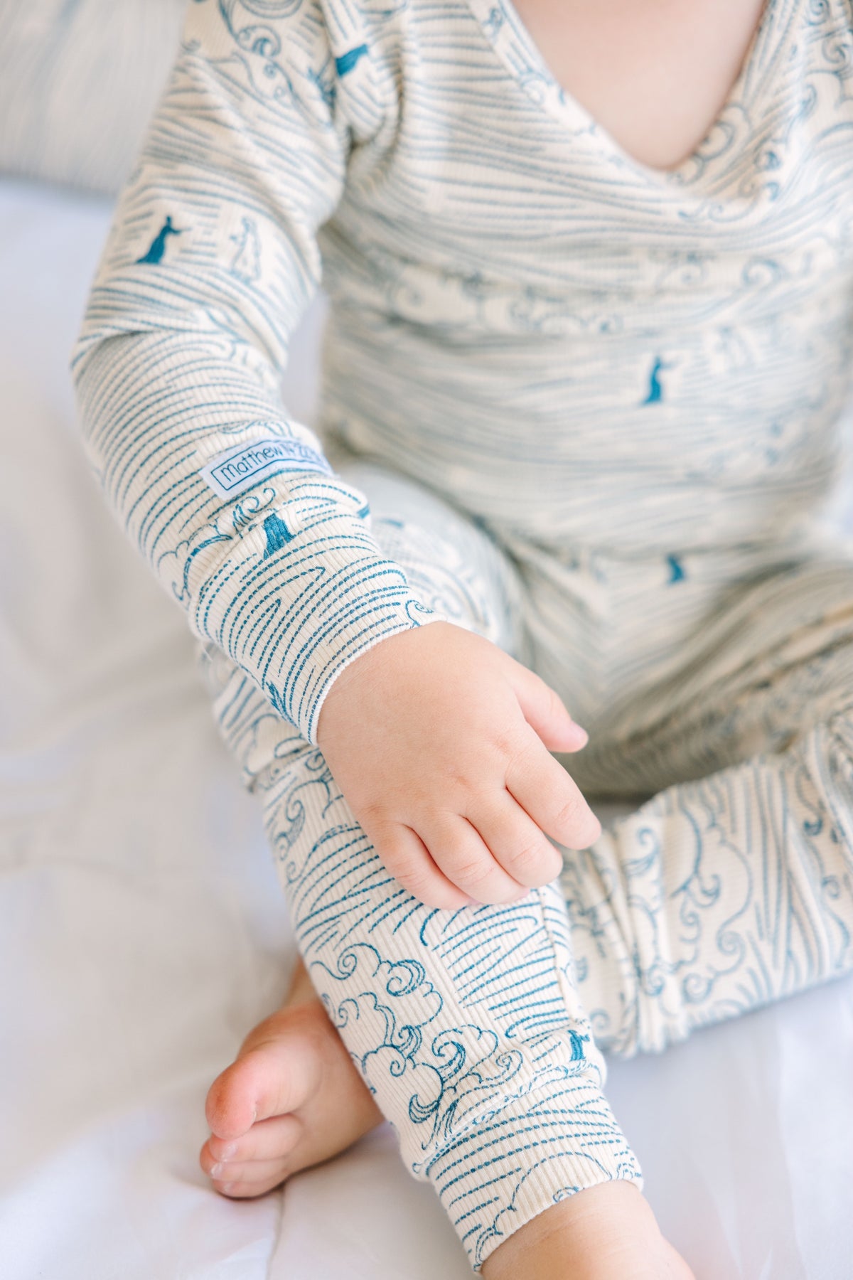 Walking on Water PJ Long Sleeve Set Ribbed Cotton-Bamboo Blend