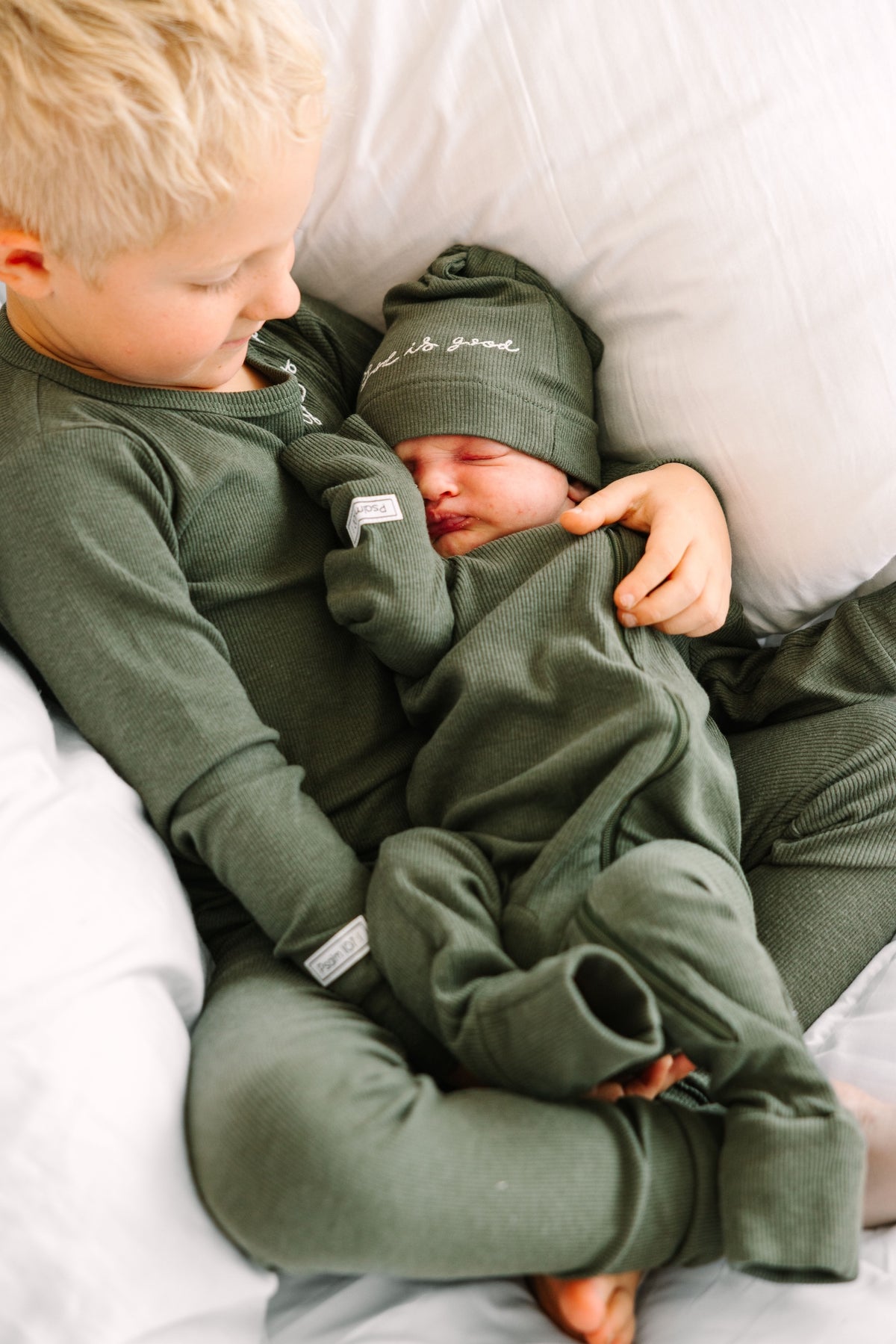 Solid Olive Hat Ribbed Cotton-Bamboo Blend