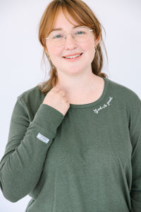 Solid Olive Womens PJ Jogger Set Ribbed Cotton-Bamboo Blend