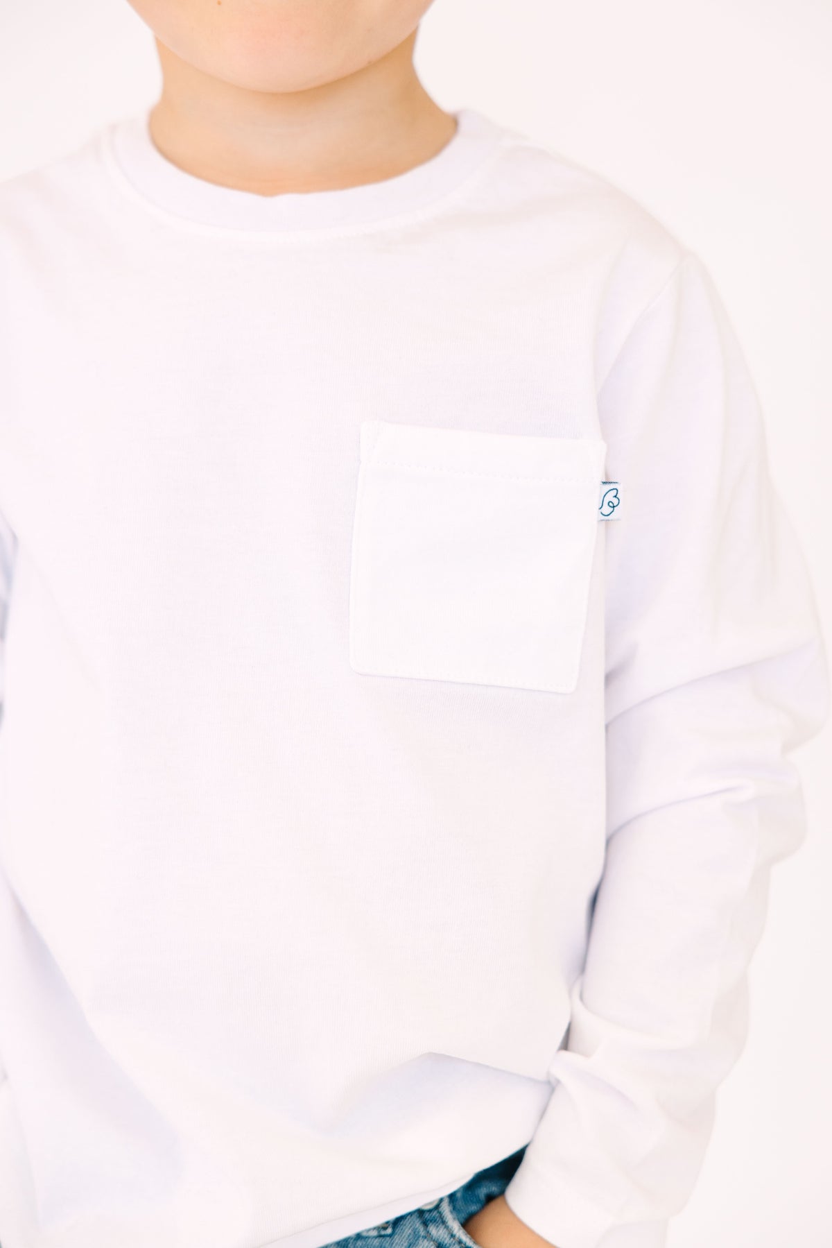 White Prayer Pocket Long Sleeve Shirt Cotton