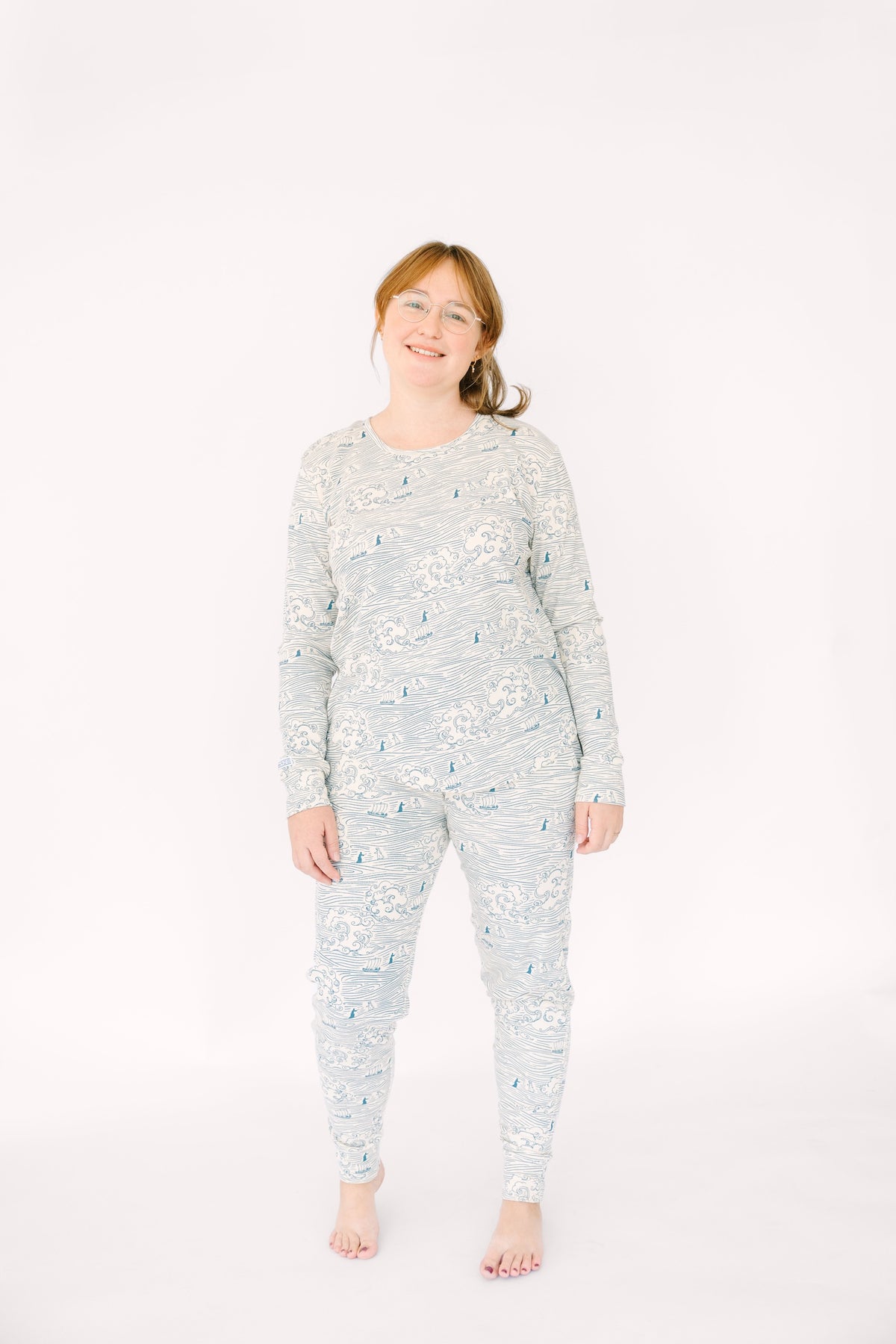 Walking on Water Womens PJ Jogger Set Ribbed Cotton-Bamboo Blend