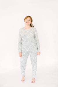 Walking on Water Womens PJ Jogger Set Ribbed Cotton-Bamboo Blend