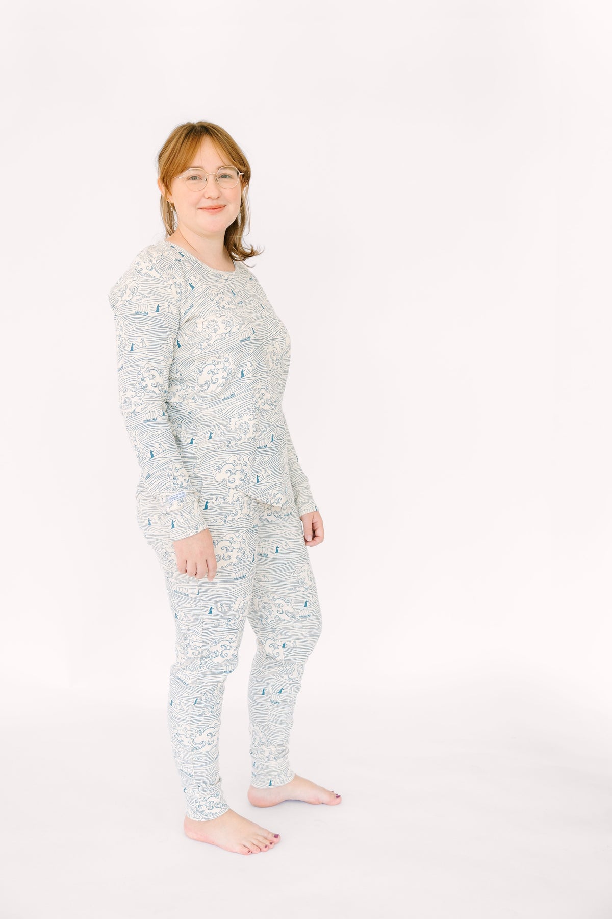 Walking on Water Womens PJ Jogger Set Ribbed Cotton-Bamboo Blend