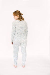 Walking on Water Womens PJ Jogger Set Ribbed Cotton-Bamboo Blend