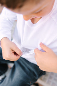 White Prayer Pocket Long Sleeve Shirt Cotton