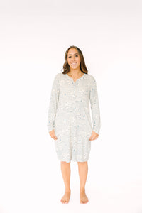 Walking on Water Womens Nightgown PJ Ribbed Cotton-Bamboo Blend