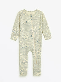 Walking on Water PJ Footless Onesie Ribbed Cotton-Bamboo Blend
