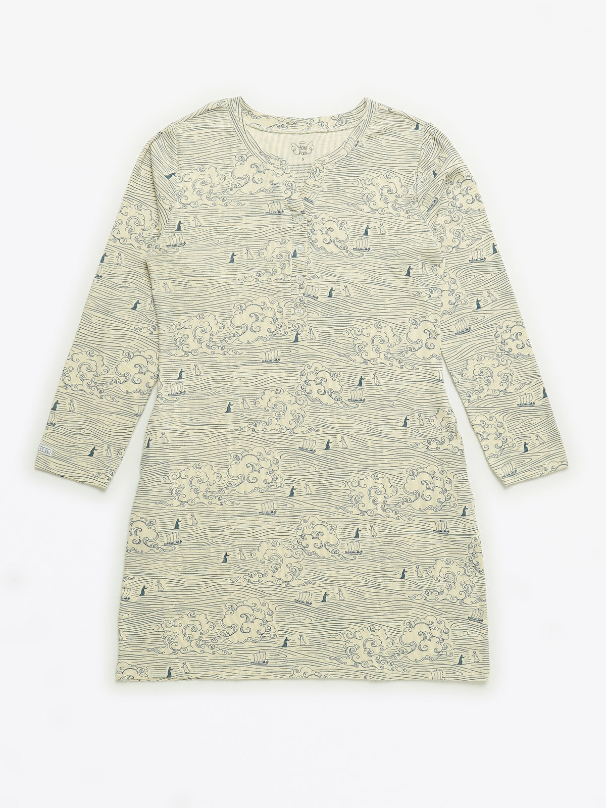 Walking on Water Womens Nightgown PJ Ribbed Cotton-Bamboo Blend