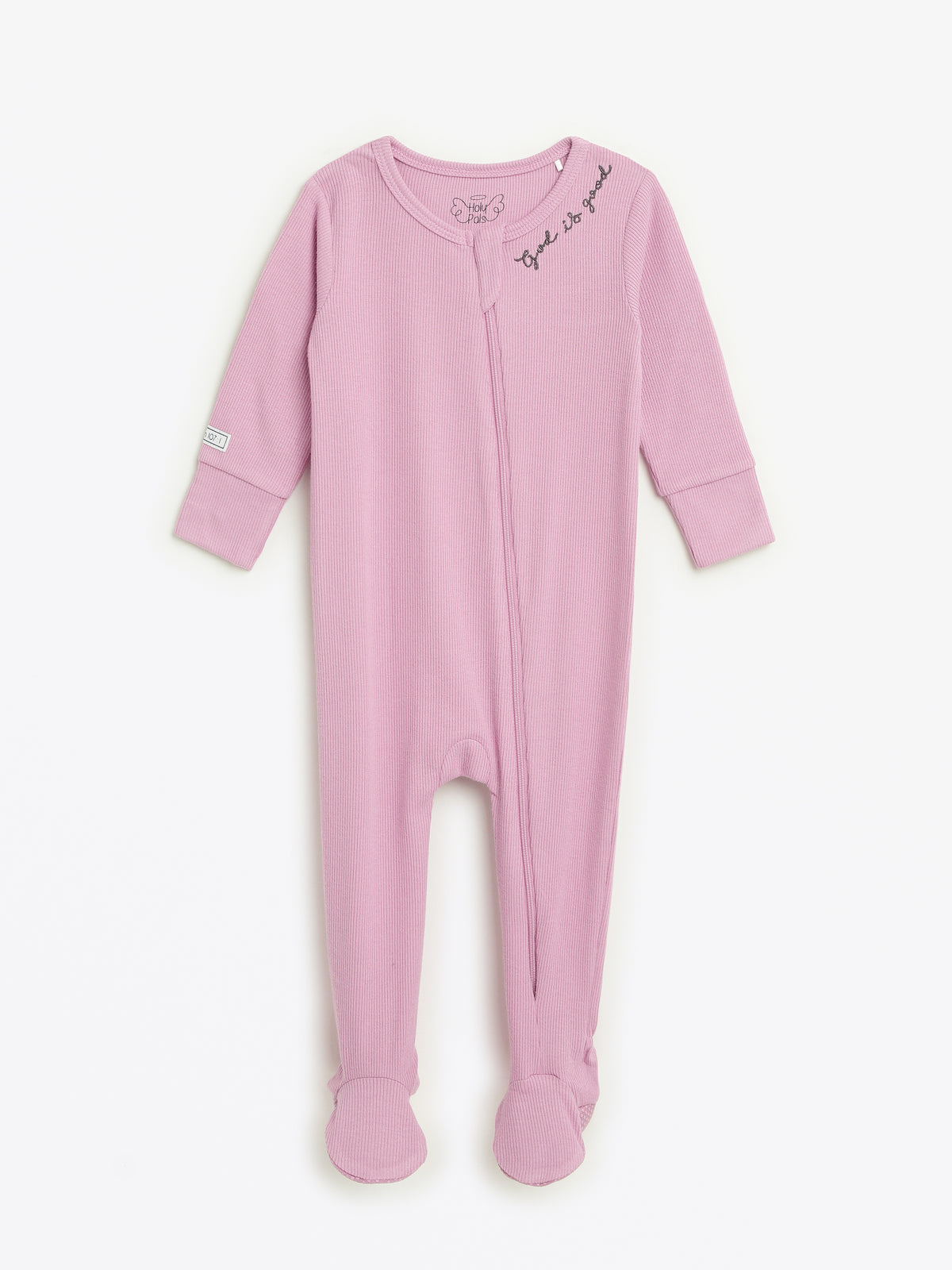 Solid Mauve PJ Footed Onesie Ribbed Cotton-Bamboo Blend