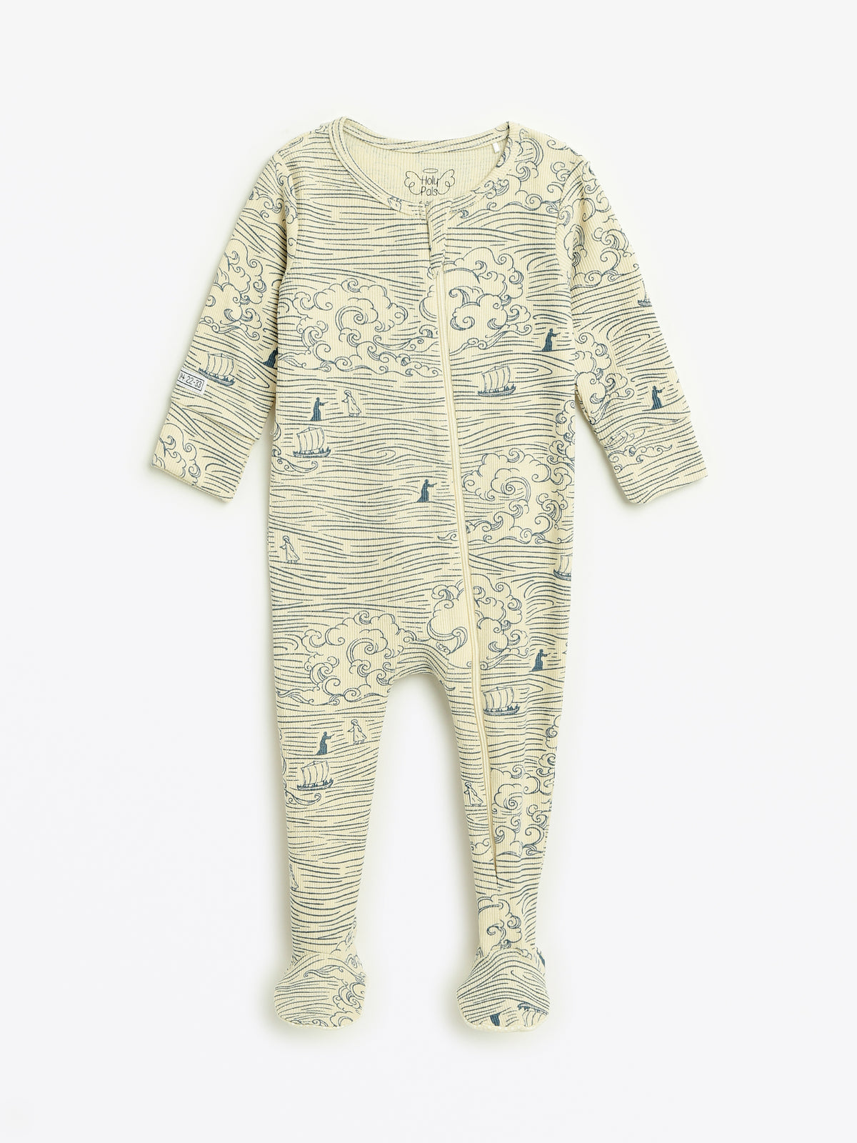 Walking on Water PJ Footed Onesie Ribbed Cotton-Bamboo Blend