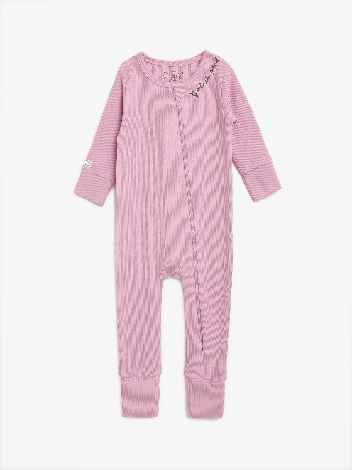 Solid Mauve PJ Footless Onesie Ribbed Cotton-Bamboo Blend