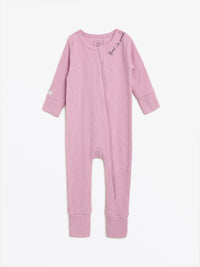 Solid Mauve PJ Footless Onesie Ribbed Cotton-Bamboo Blend