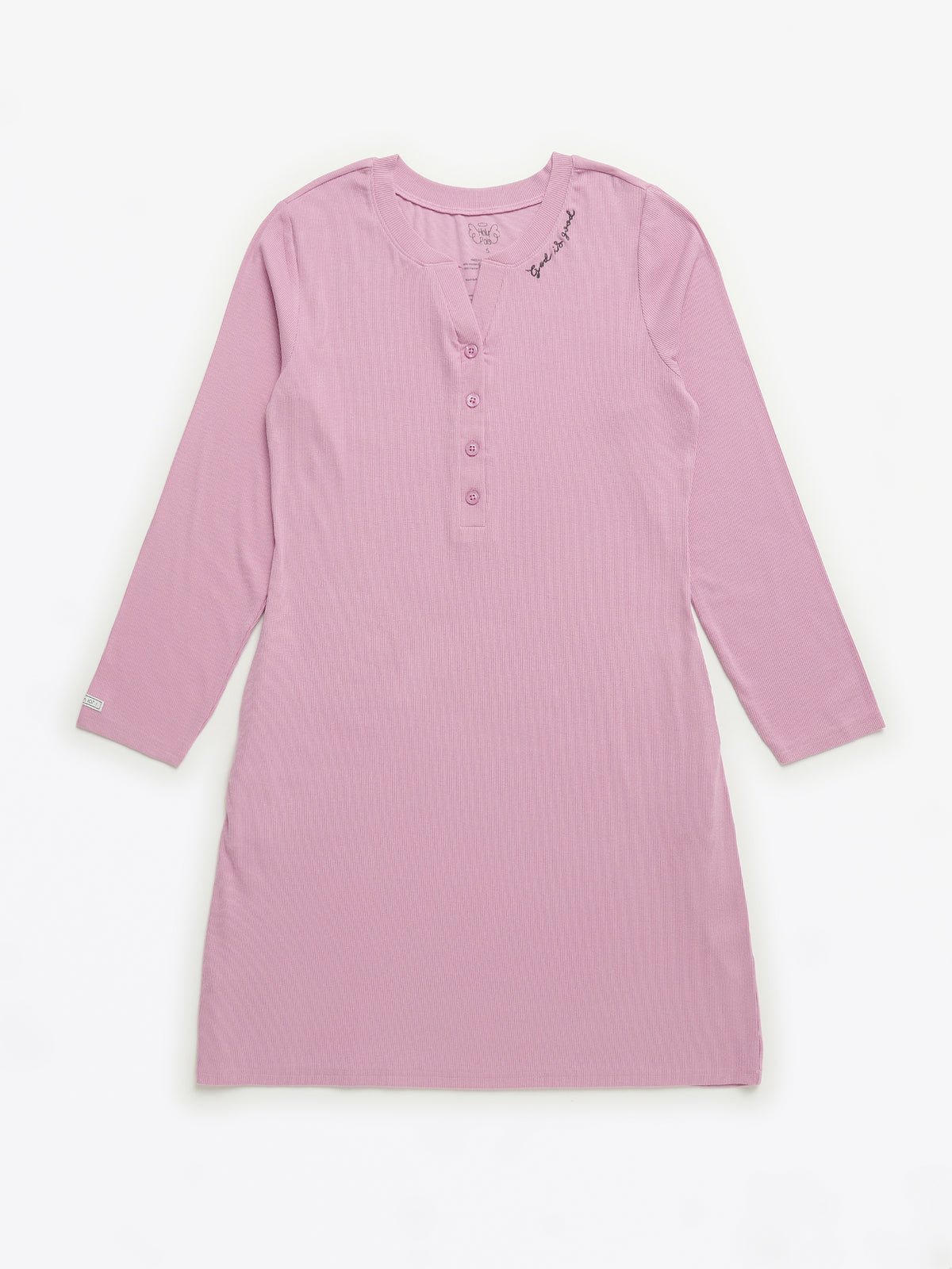 Solid Mauve Womens Nightgown PJ Ribbed Cotton-Bamboo Blend