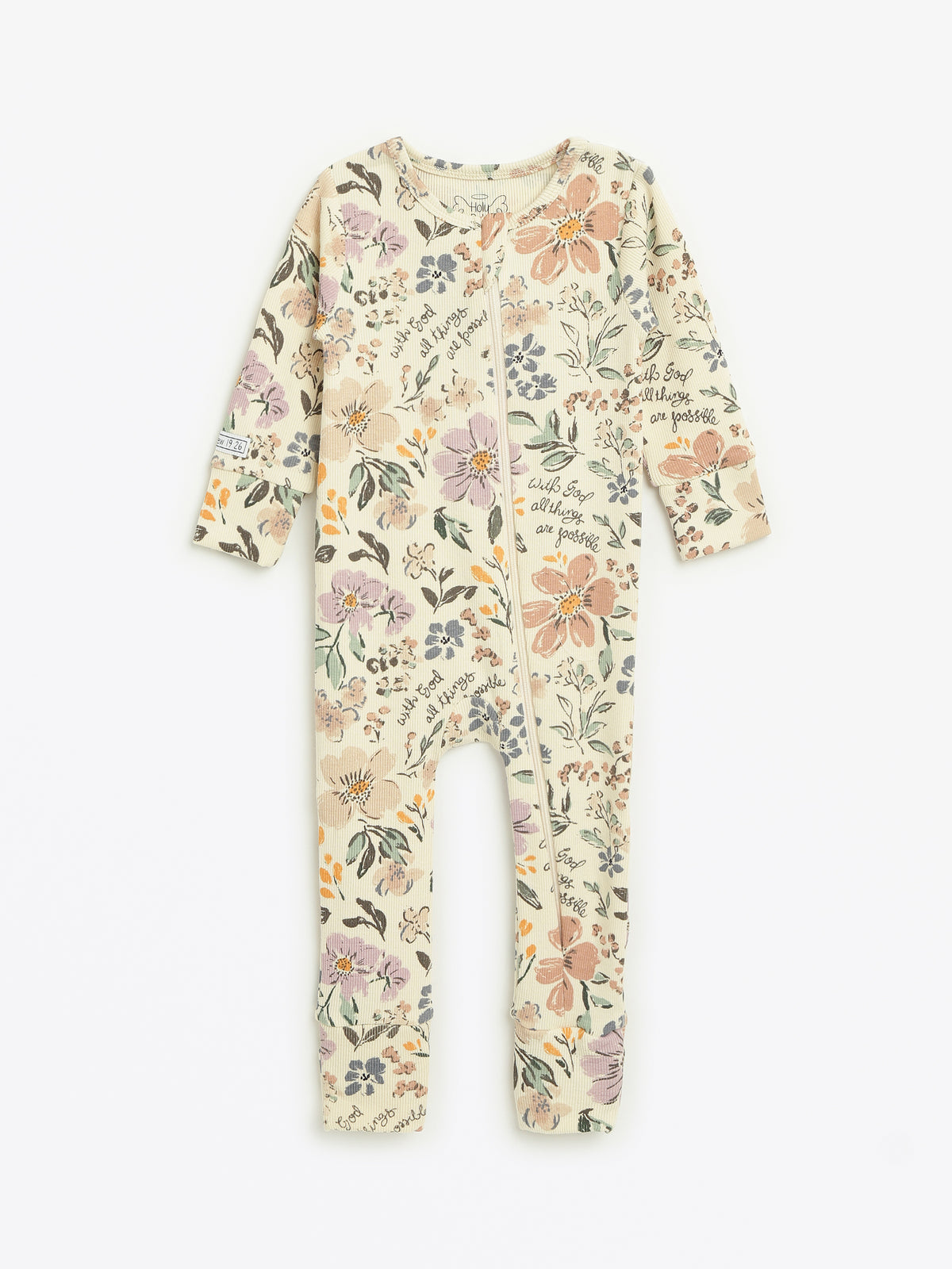 All Things Are Possible Footless Onesie PJ Ribbed Cotton-Bamboo Blend