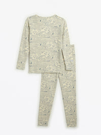 Walking on Water PJ Long Sleeve Set Ribbed Cotton-Bamboo Blend