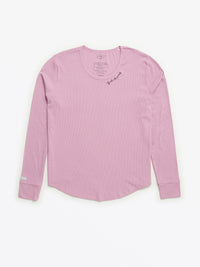 Solid Mauve Womens PJ Jogger Set Ribbed Cotton-Bamboo Blend