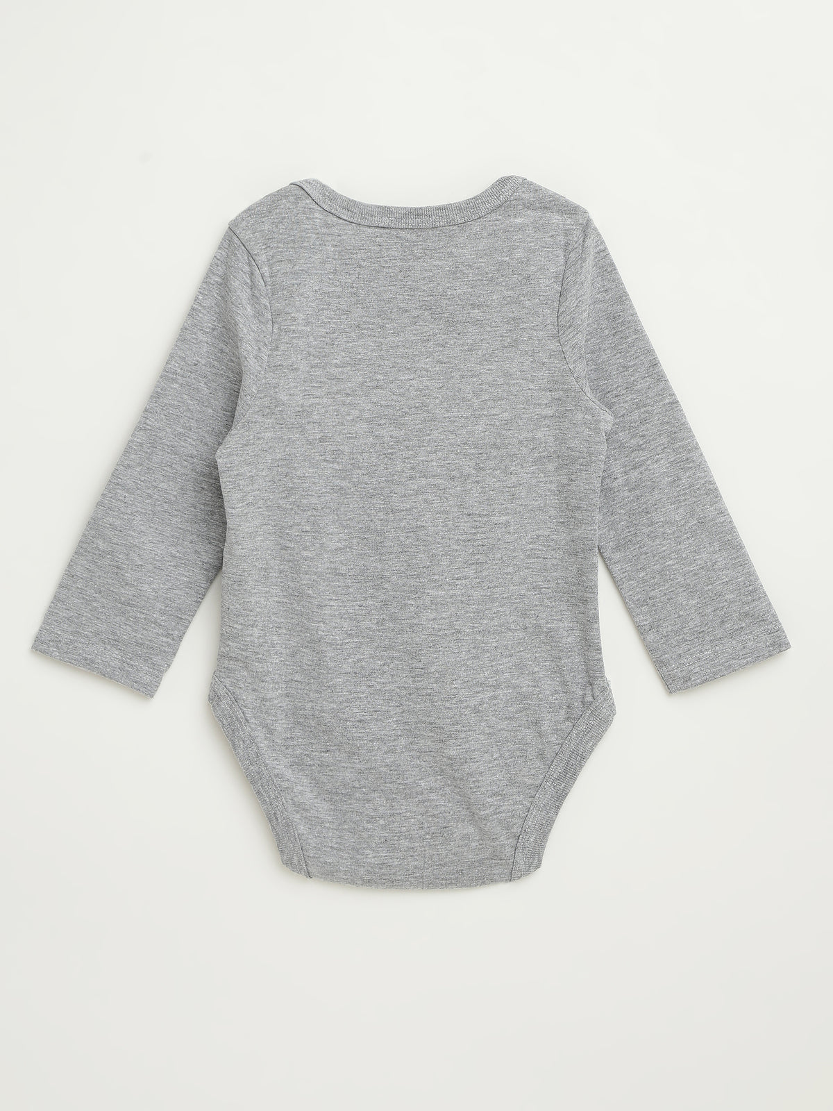 Heather Grey Prayer Pocket Long Sleeve Bodysuit Cotton