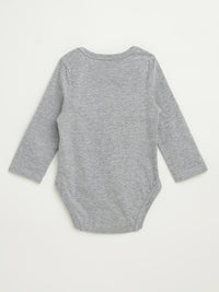 Heather Grey Prayer Pocket Long Sleeve Bodysuit Cotton