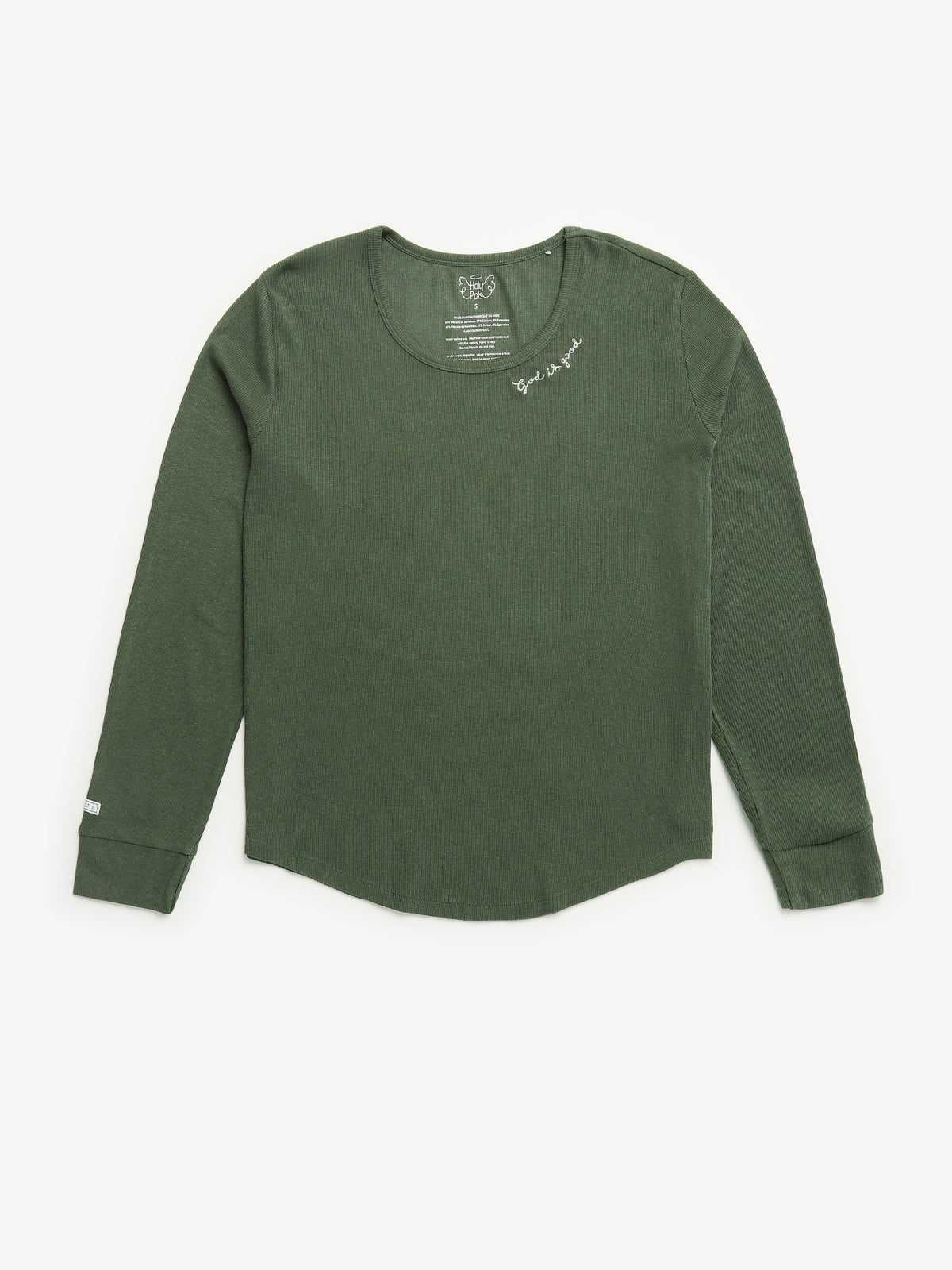 Solid Olive Womens PJ Jogger Set Ribbed Cotton-Bamboo Blend