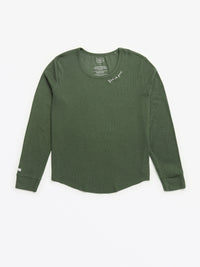 Solid Olive Womens PJ Jogger Set Ribbed Cotton-Bamboo Blend