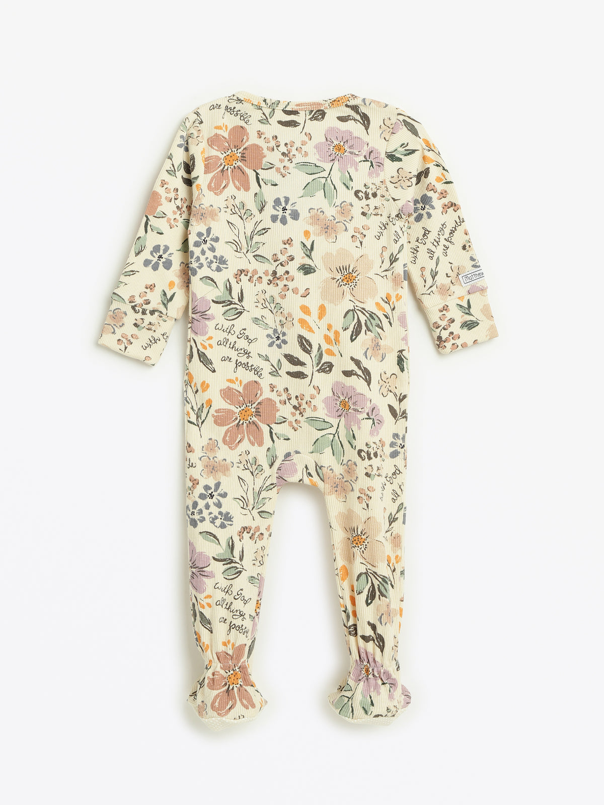 All Things Are Possible Footed Onesie PJ Ribbed Cotton-Bamboo Blend