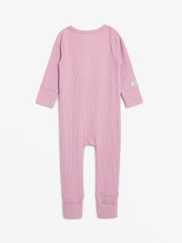 Solid Mauve PJ Footless Onesie Ribbed Cotton-Bamboo Blend