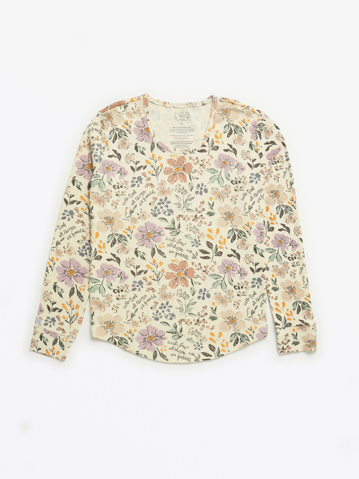 All Things Are Possible Womens PJ Jogger Set Ribbed Cotton-Bamboo Blend