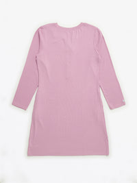 Solid Mauve Womens Nightgown PJ Ribbed Cotton-Bamboo Blend