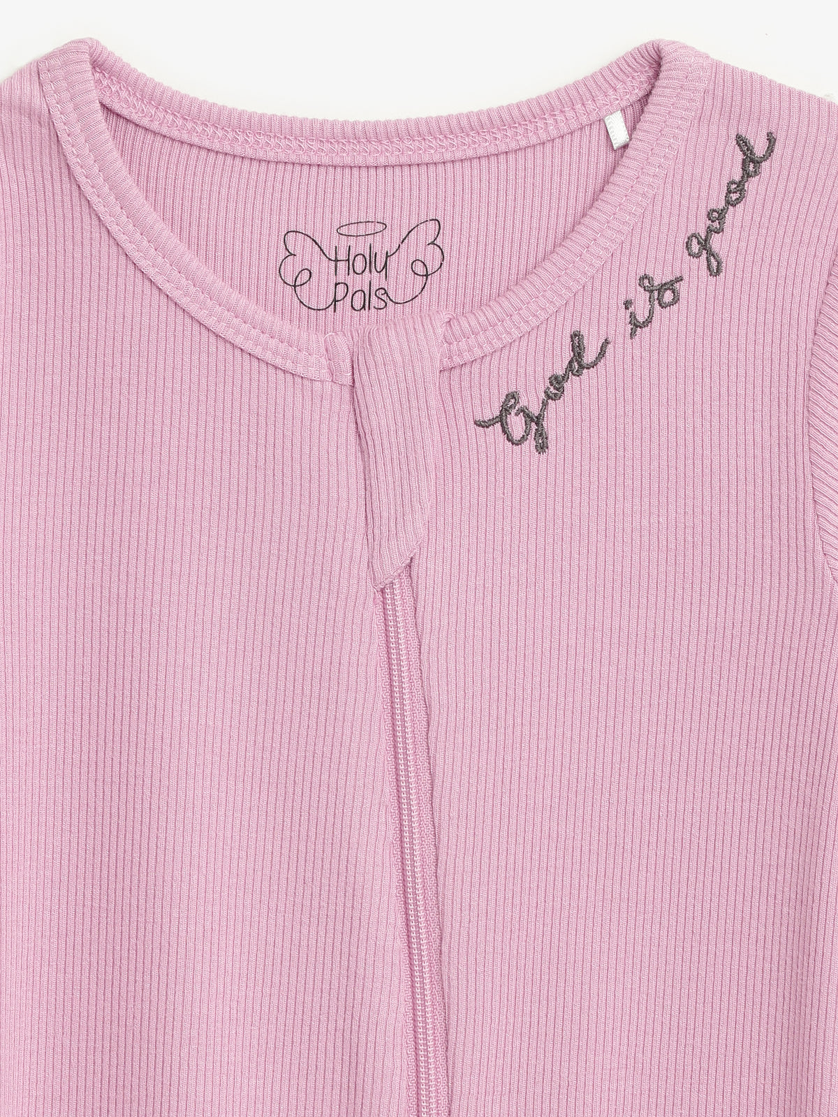 Solid Mauve PJ Footed Onesie Ribbed Cotton-Bamboo Blend