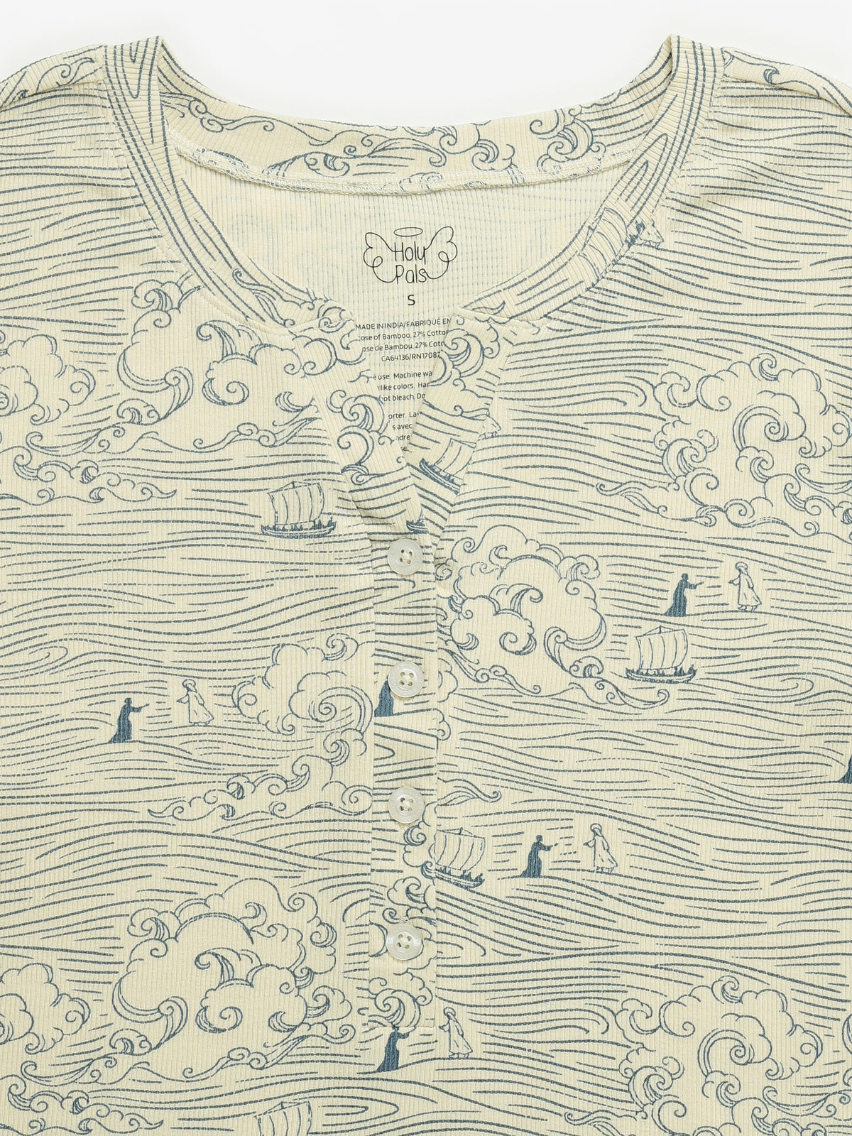 Walking on Water Womens Nightgown PJ Ribbed Cotton-Bamboo Blend