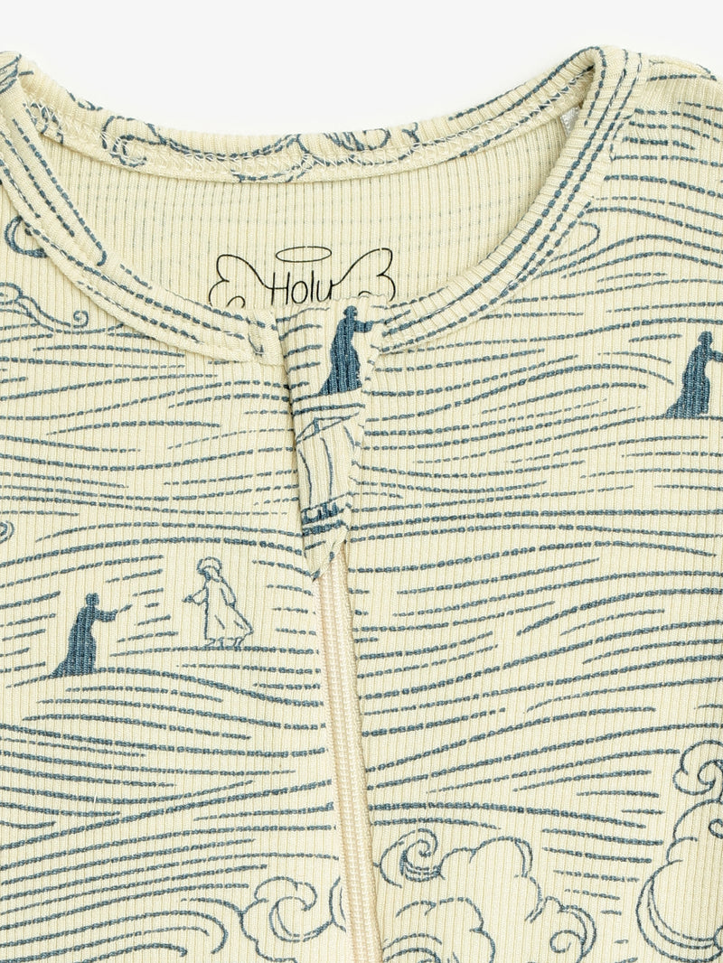 Walking on Water PJ Footless Onesie Ribbed Cotton-Bamboo Blend