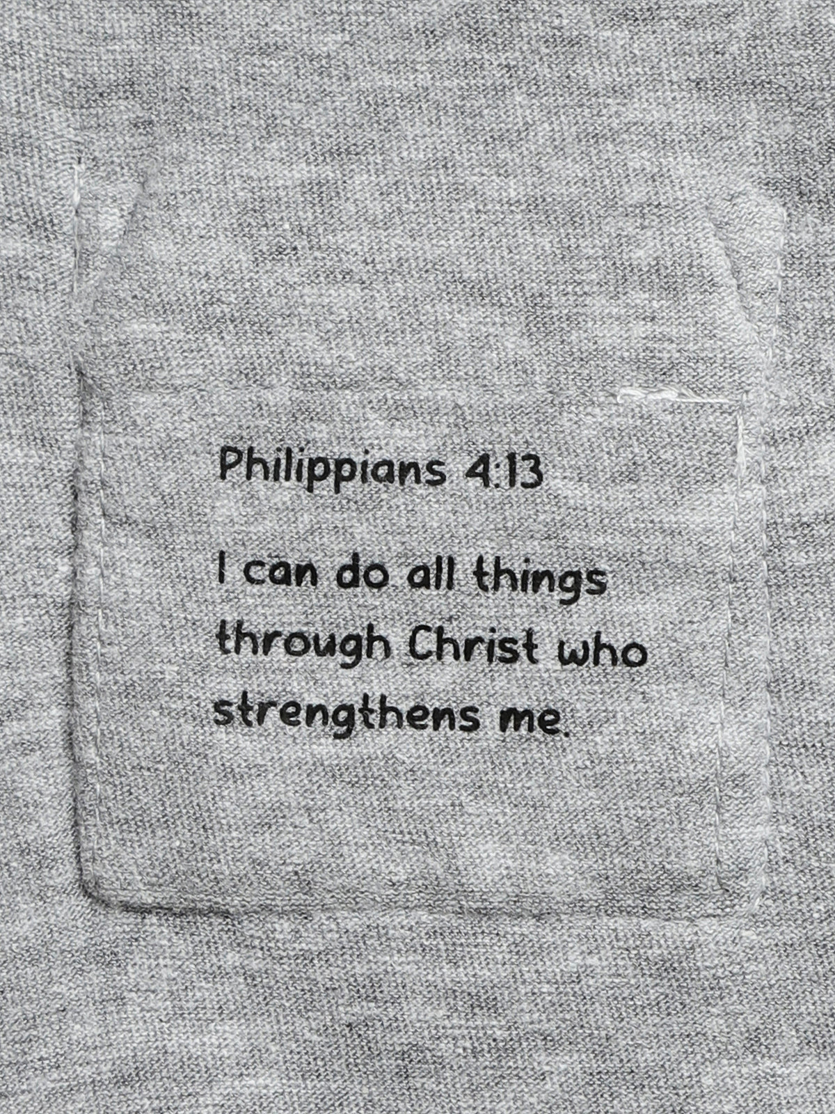 Heather Grey Prayer Pocket Long Sleeve Bodysuit Cotton