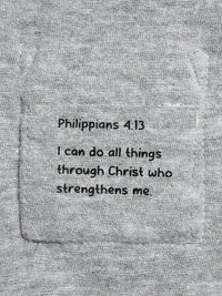 Heather Grey Prayer Pocket Long Sleeve Bodysuit Cotton