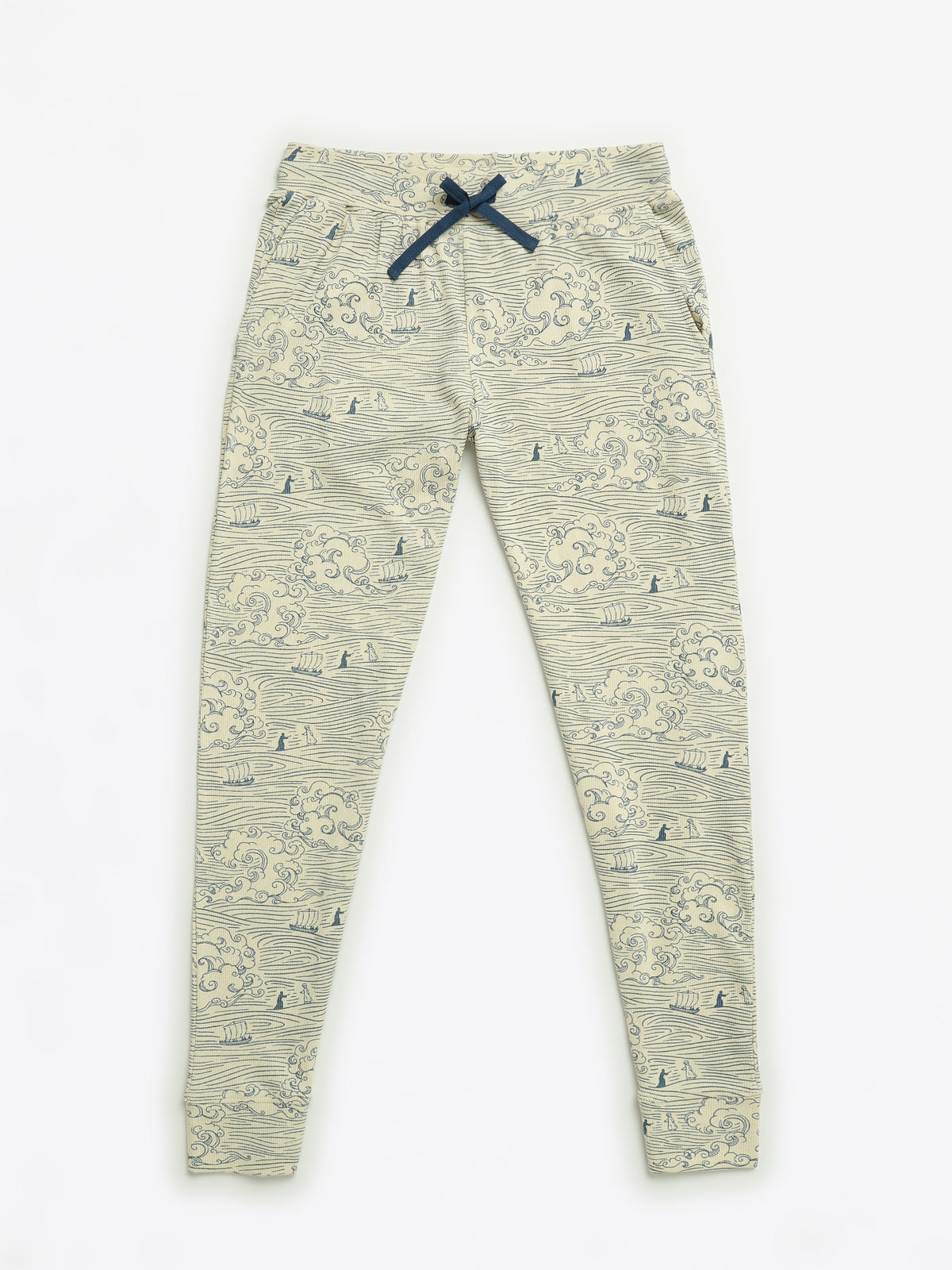 Walking on Water Womens PJ Jogger Set Ribbed Cotton-Bamboo Blend