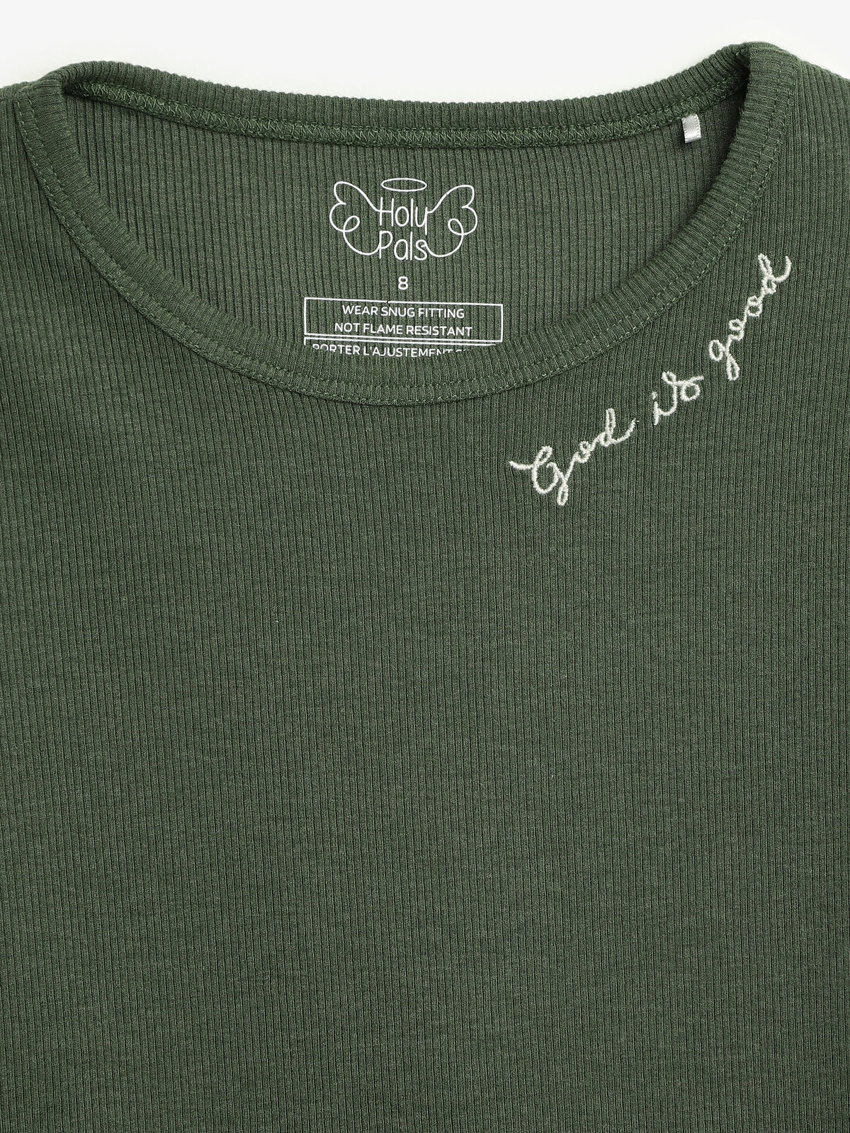 Solid Olive PJ Long Sleeve Set Ribbed Cotton-Bamboo Blend