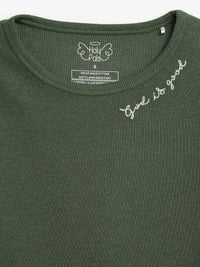 Solid Olive PJ Long Sleeve Set Ribbed Cotton-Bamboo Blend