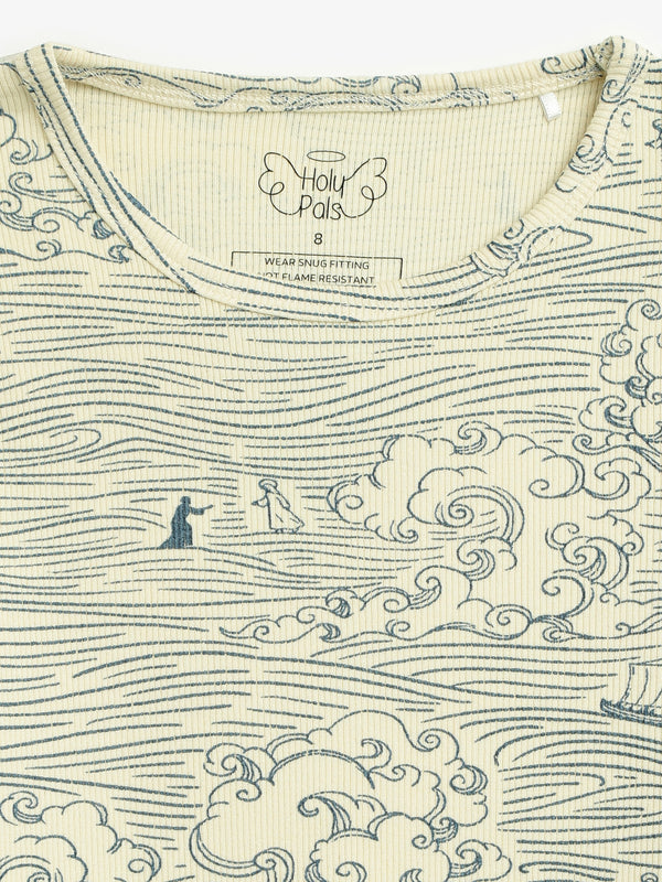 Walking on Water PJ Long Sleeve Set Ribbed Cotton-Bamboo Blend