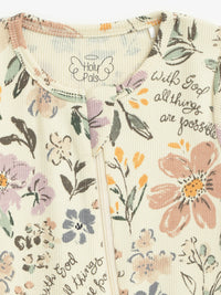 All Things Are Possible Footed Onesie PJ Ribbed Cotton-Bamboo Blend