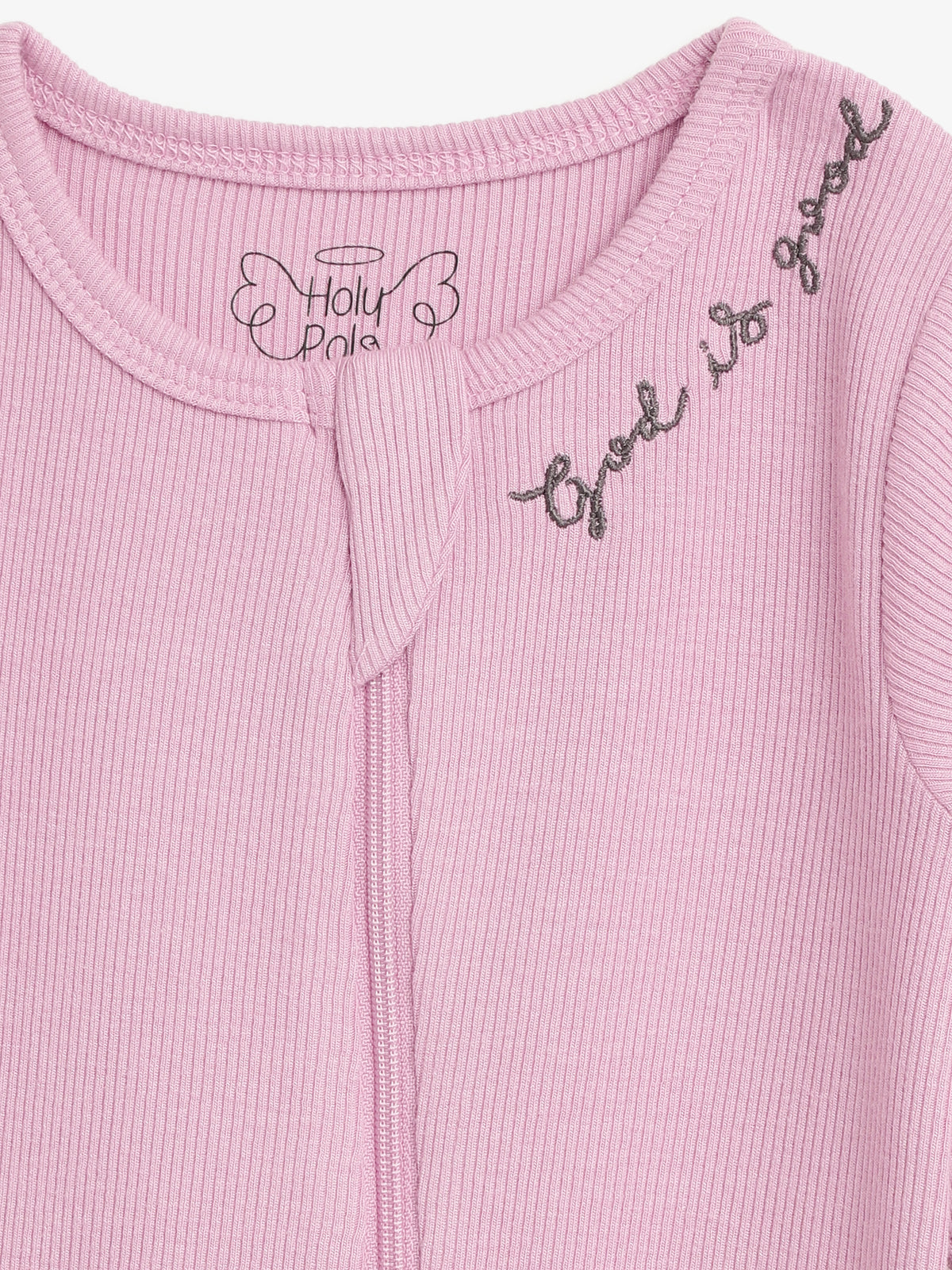 Solid Mauve PJ Footless Onesie Ribbed Cotton-Bamboo Blend