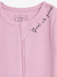 Solid Mauve PJ Footless Onesie Ribbed Cotton-Bamboo Blend