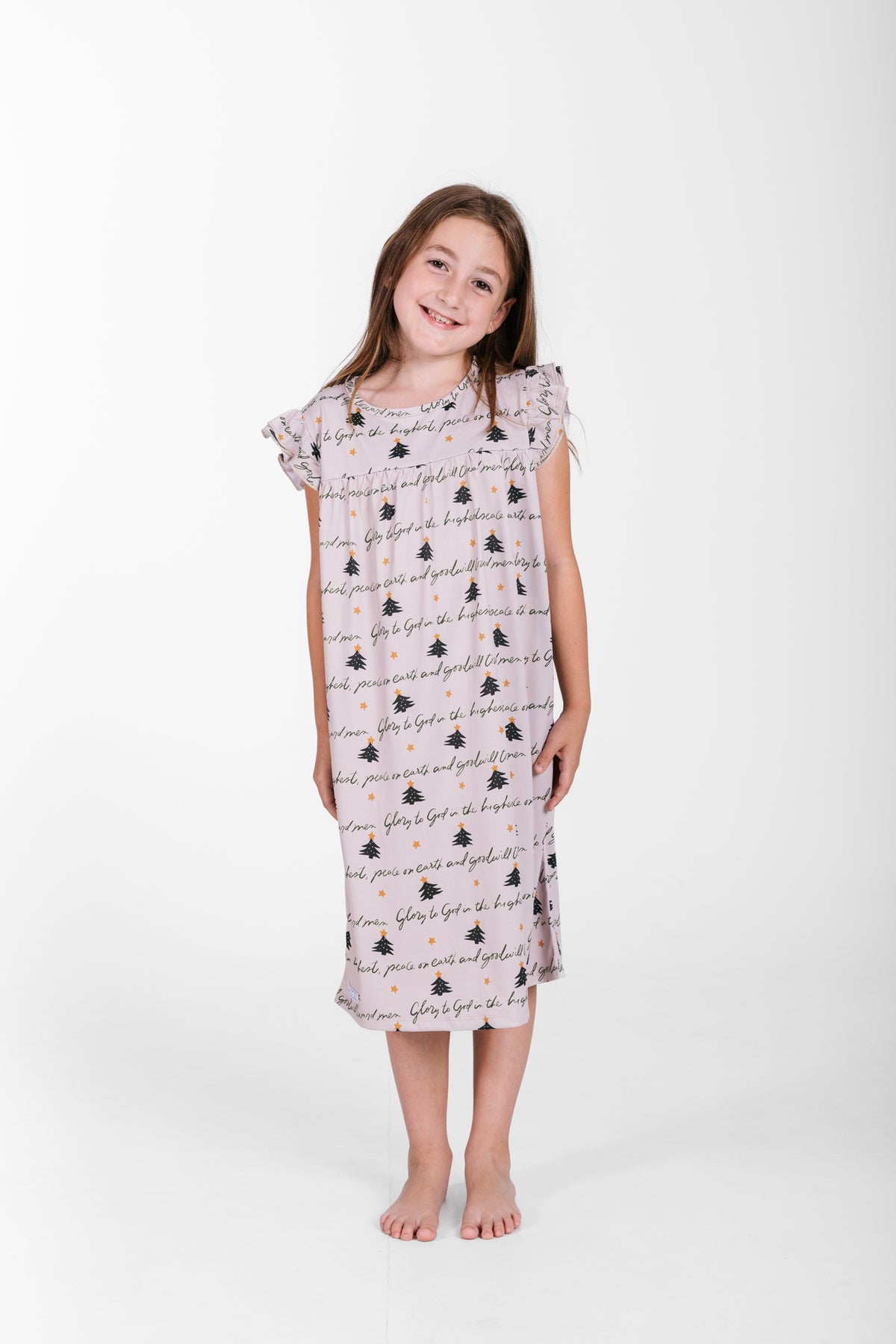 Glory to God Christmas PJ Girls Nightgown Polyester